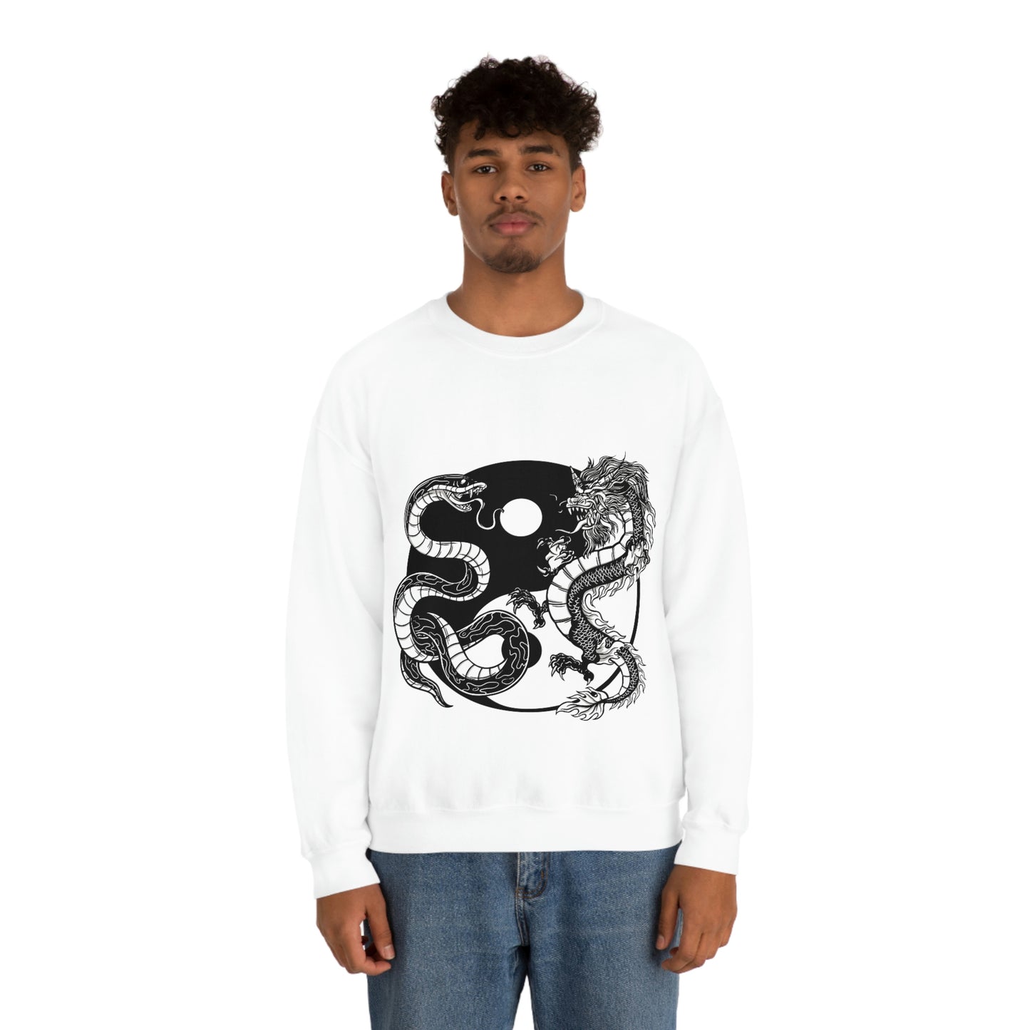 Indie Japanese Art, Japan Streeetwear Retro Ying Yang Dragons Sweatshirt