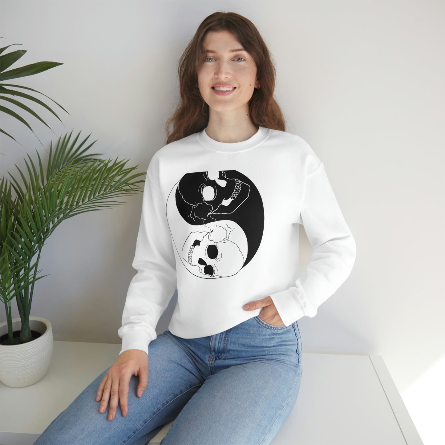 Ying Yang Skulls, Goth Aesthetic Sweatshirt