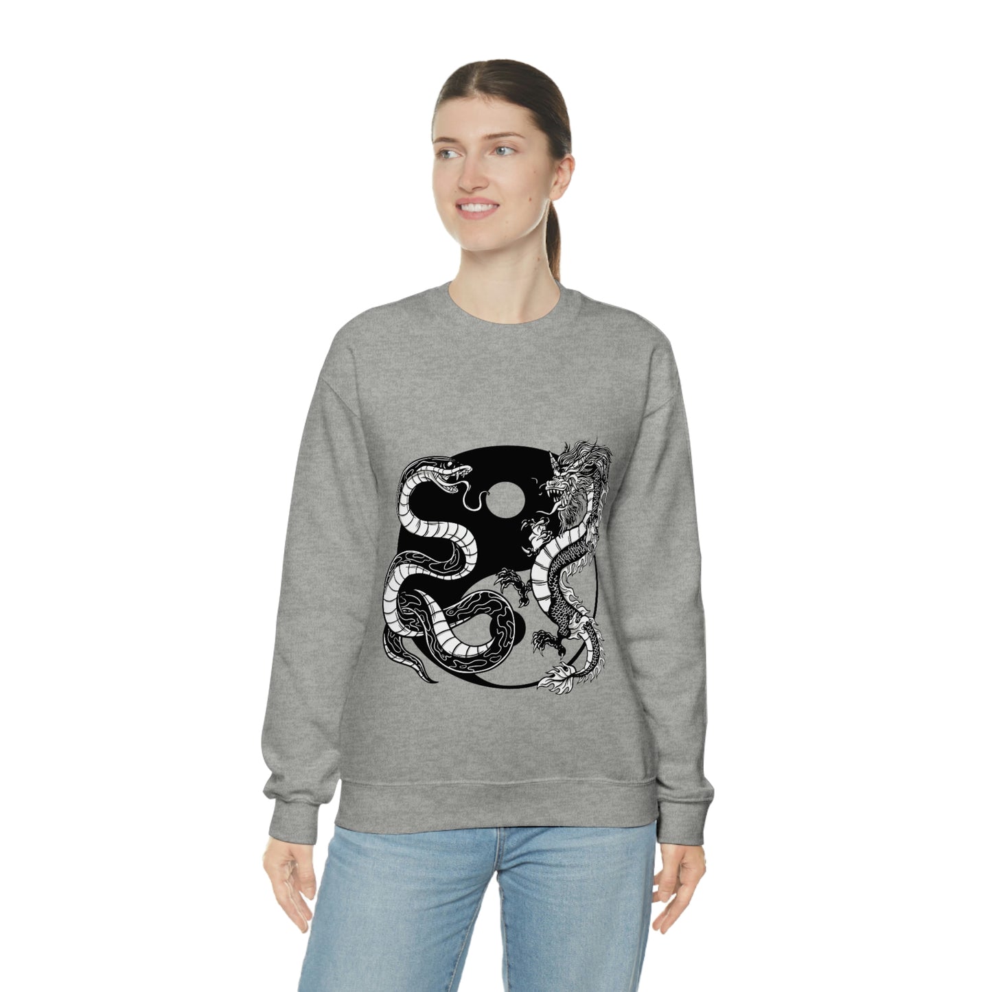 Indie Japanese Art, Japan Streeetwear Retro Ying Yang Dragons Sweatshirt