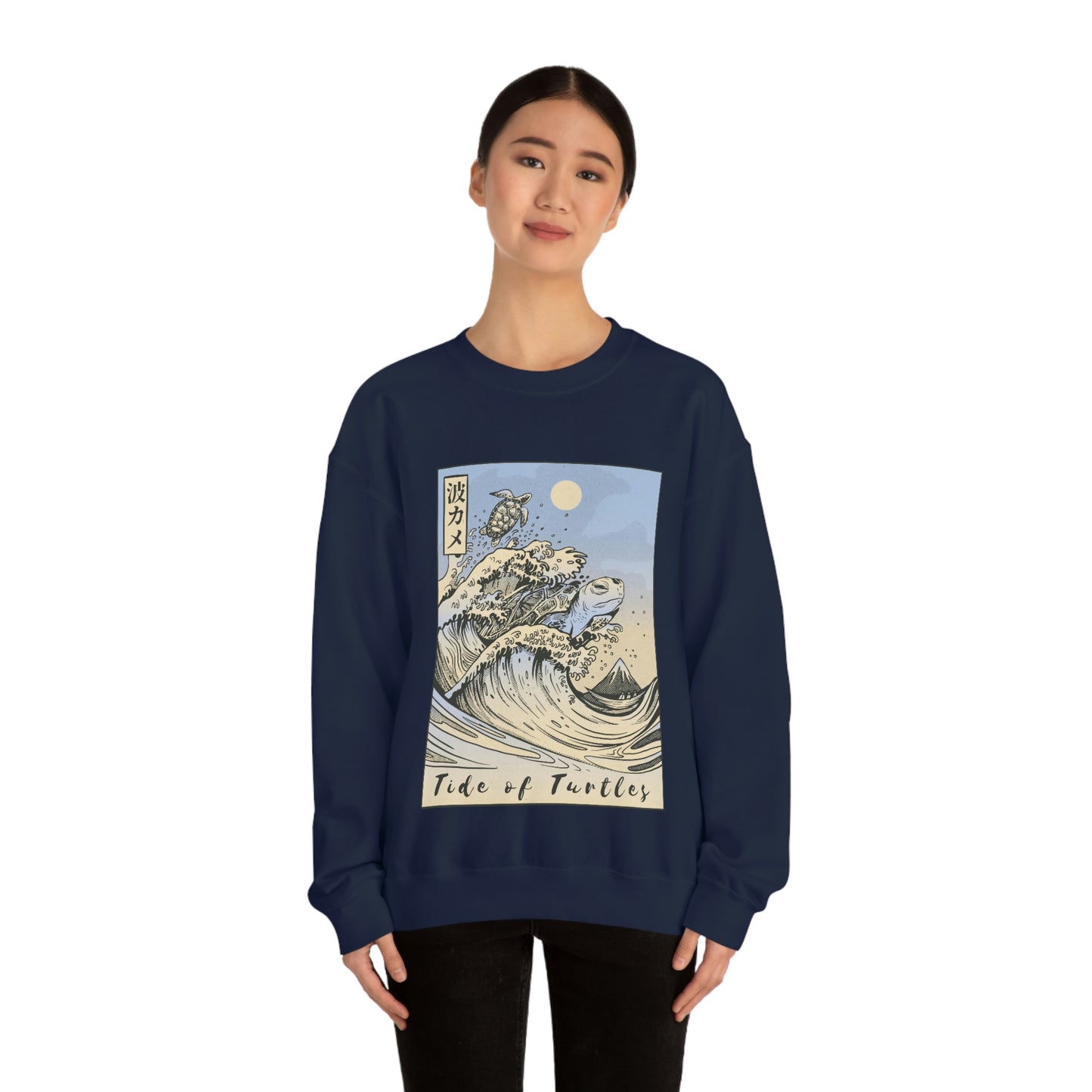 Japan Streeetwear Retro, Japanese Aesthetic Wave Turtles Sweatshirt