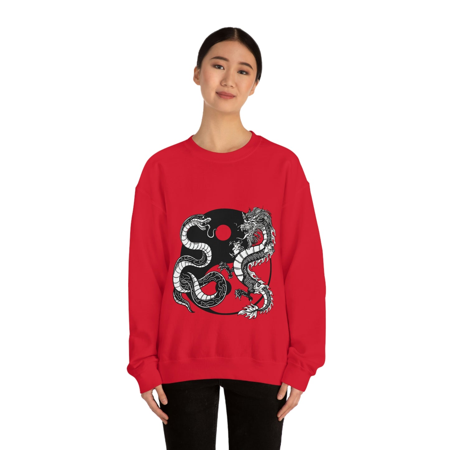 Indie Japanese Art, Japan Streeetwear Retro Ying Yang Dragons Sweatshirt