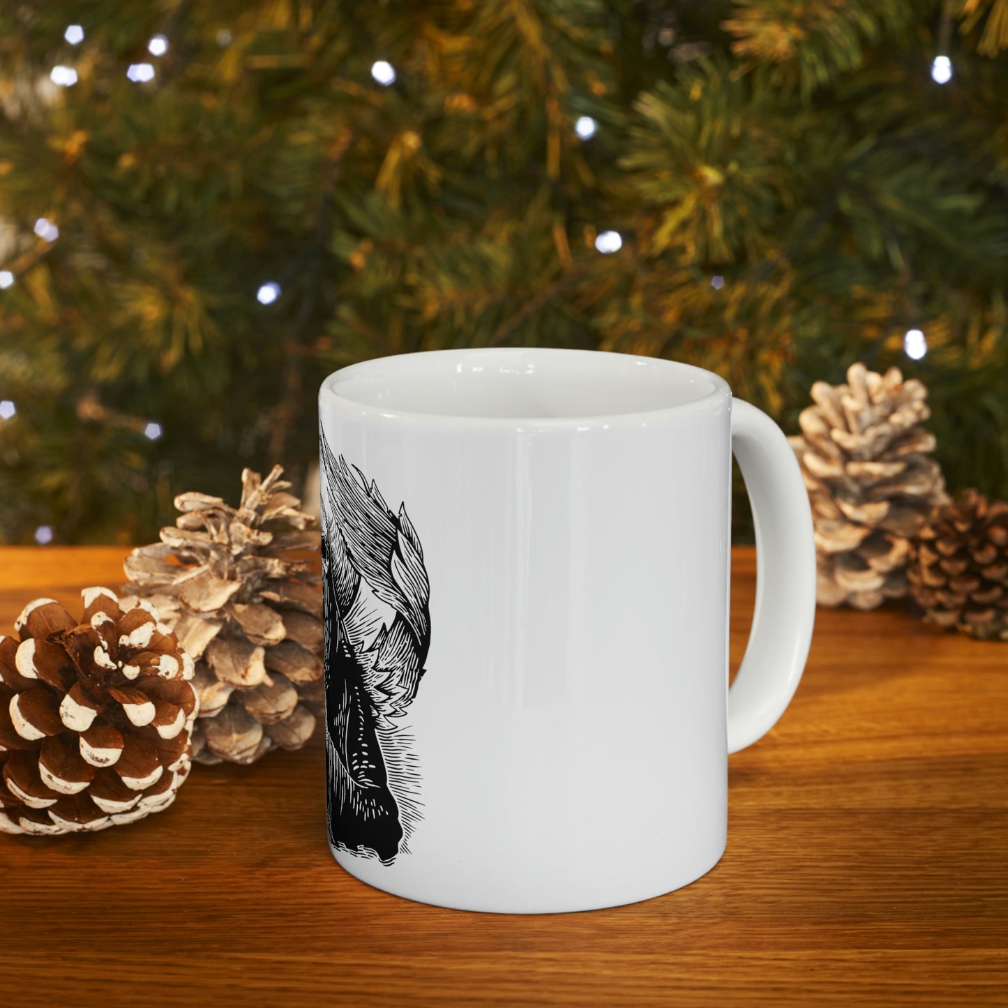 Angel Skull, Goth Aesthetic White Ceramic Mug