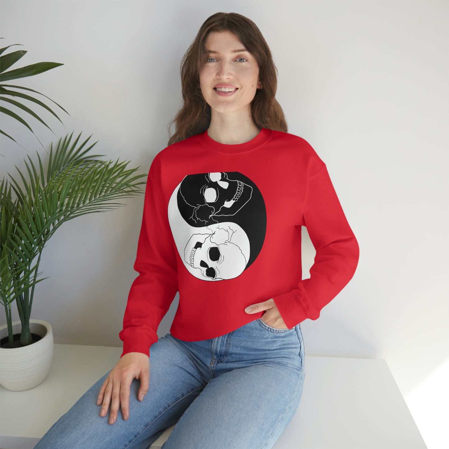 Ying Yang Skulls, Goth Aesthetic Sweatshirt