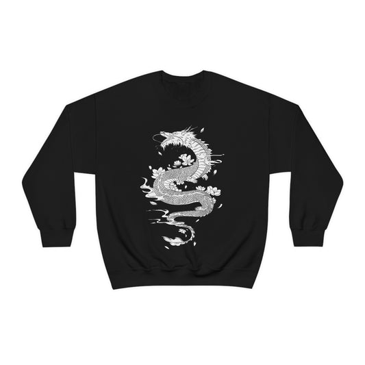 Indie Japanese Art, Japan Streeetwear Retro, Japanese Aesthetic Dragon Tattoo Sweatshirt