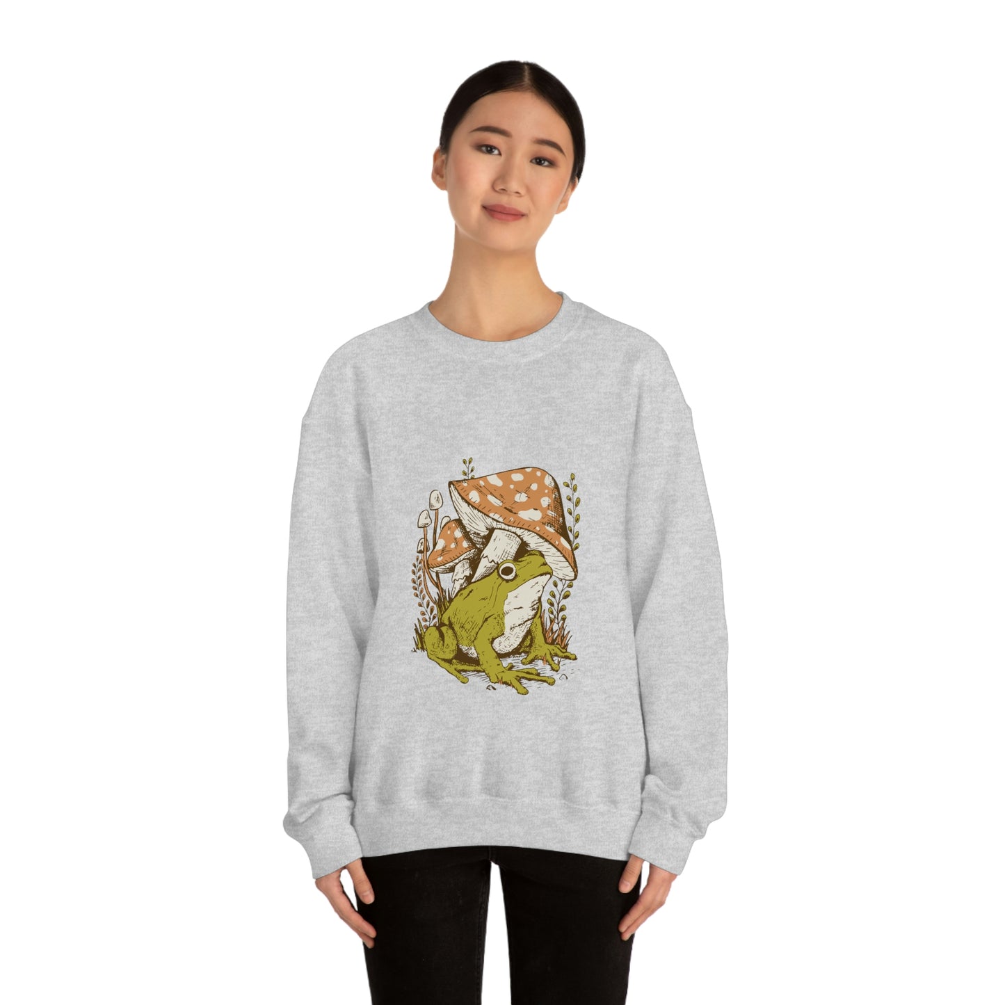 Cottagecore Aesthetic Mushrooms and Frog Sweatshirt