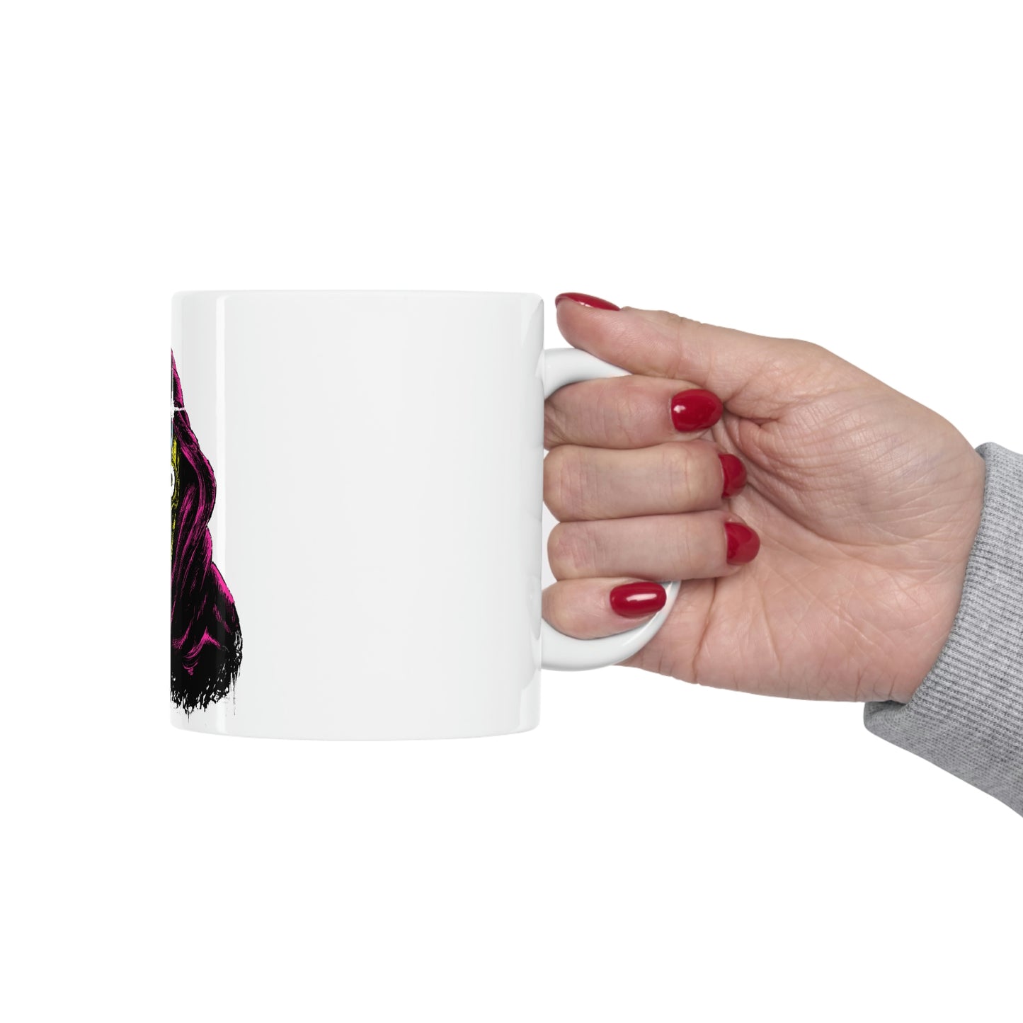 Grim Reaper With Knife Retro Goth Aesthetic White Ceramic Mug