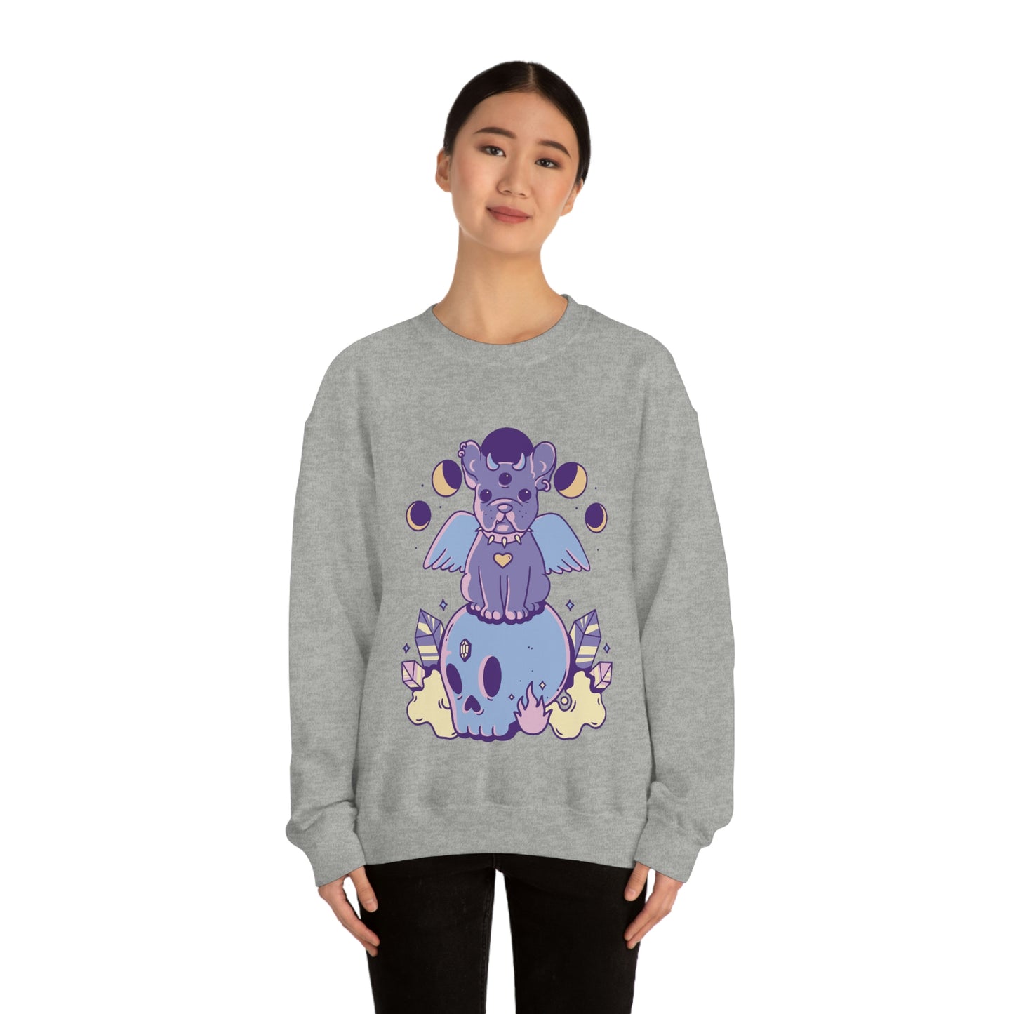 Pastel Goth Dog On Skull Goth Aesthetic Sweatshirt