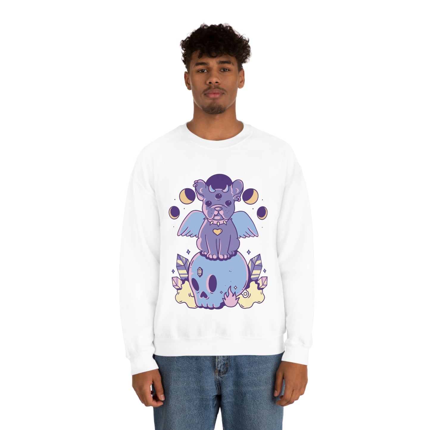 Pastel Goth Dog On Skull Goth Aesthetic Sweatshirt