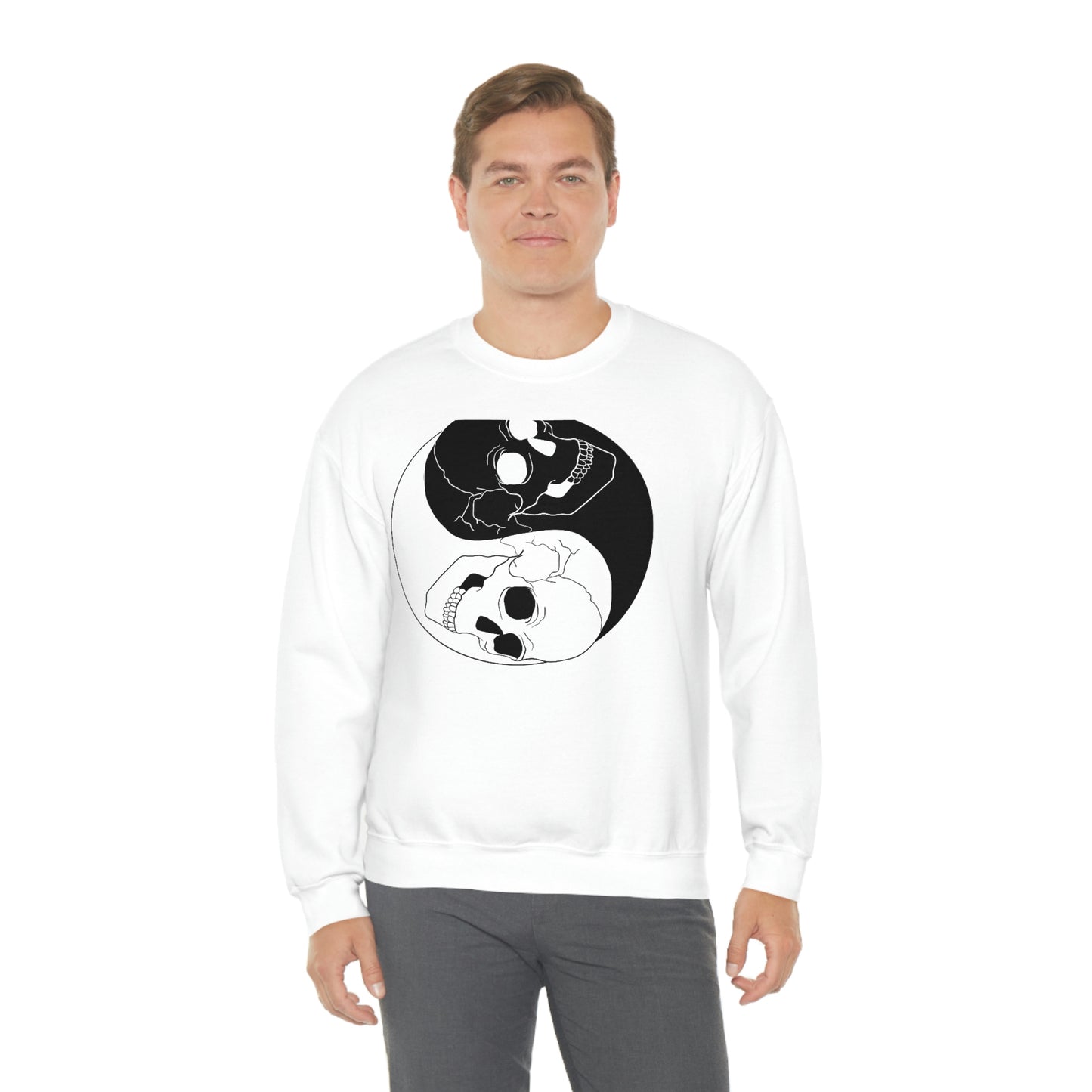 Ying Yang Skulls, Goth Aesthetic Sweatshirt