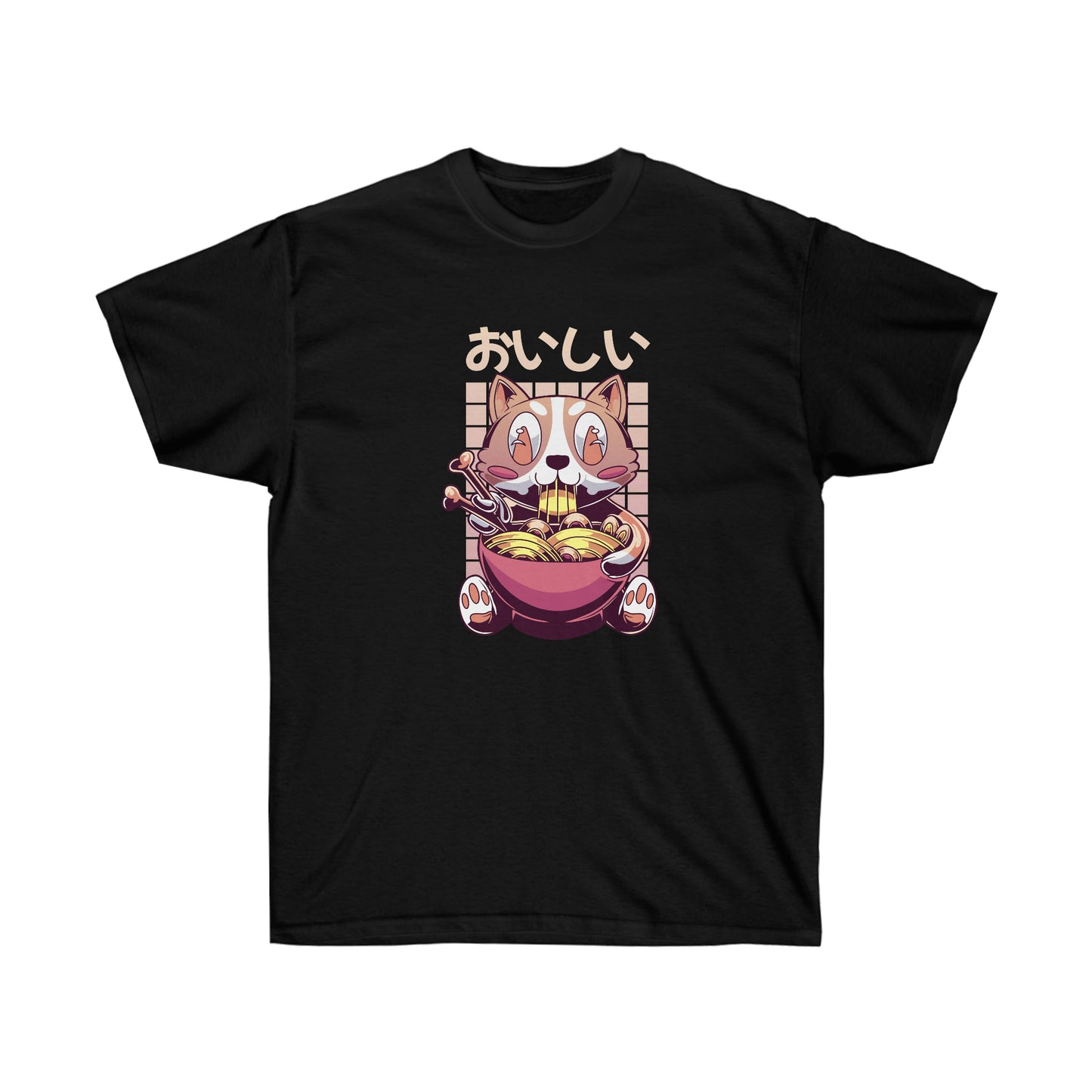 Kawaii Aesthetic Cute Cat Ramen Retrowave T-Shirt