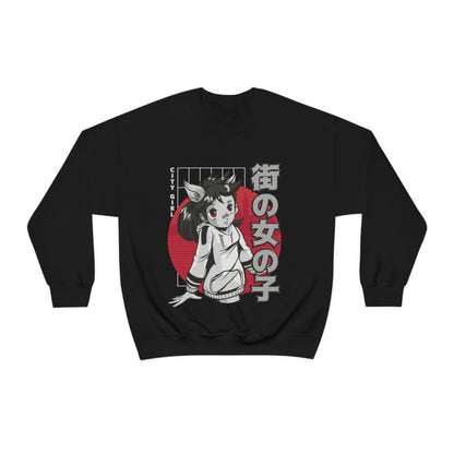 Japanese Aesthetic Anime City Girl Sweatshirt