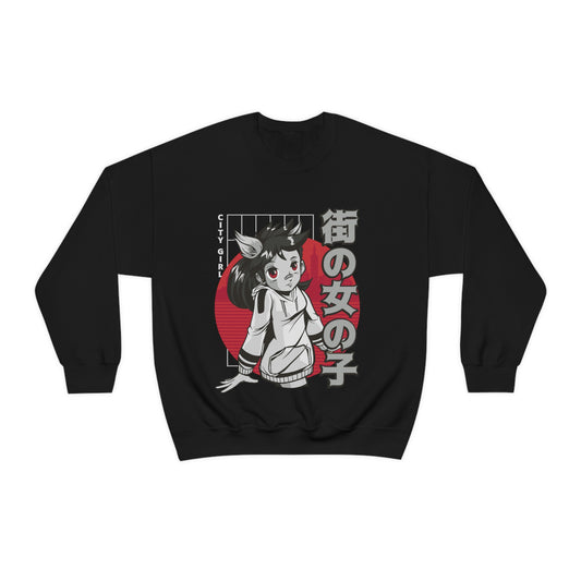 Japanese Aesthetic Anime City Girl Sweatshirt
