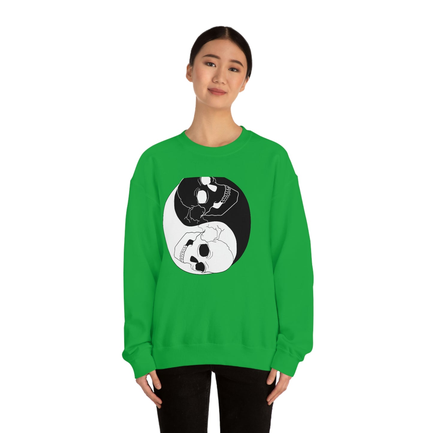 Ying Yang Skulls, Goth Aesthetic Sweatshirt