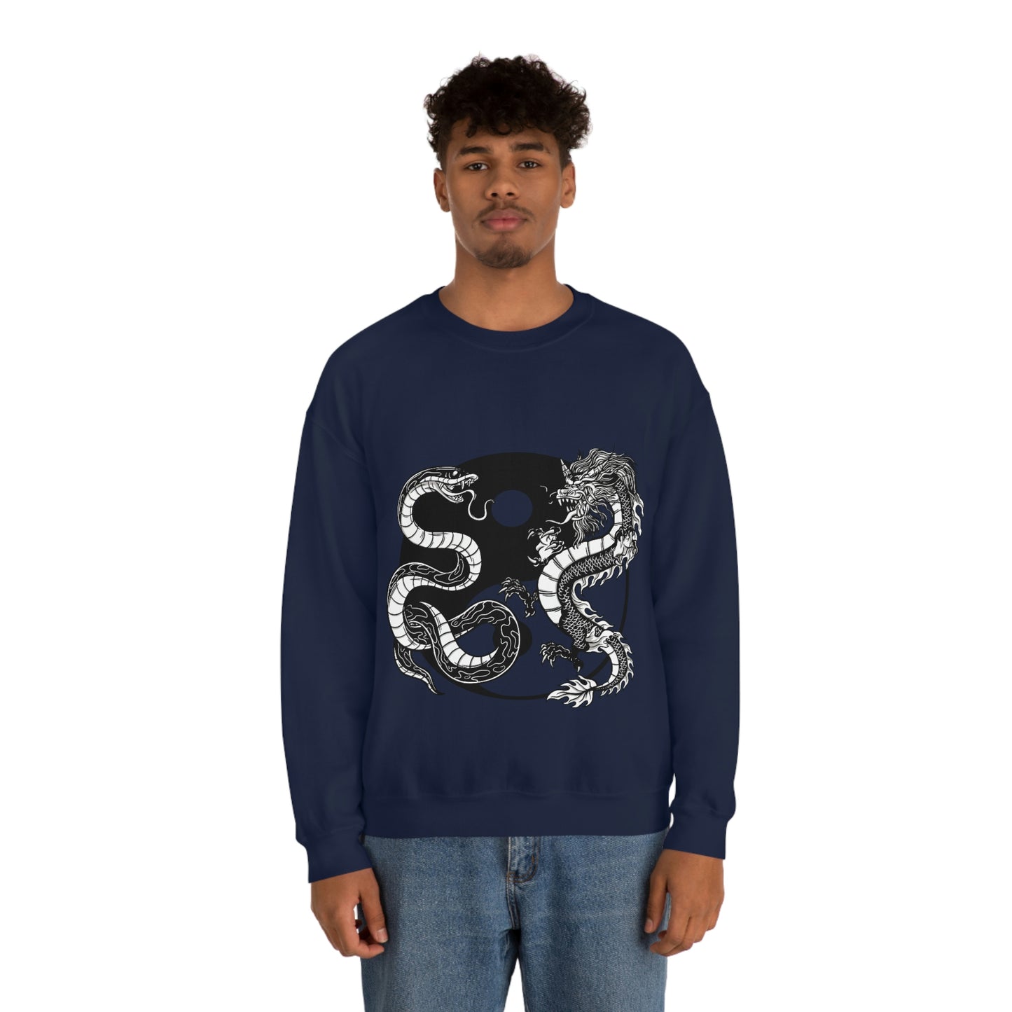 Indie Japanese Art, Japan Streeetwear Retro Ying Yang Dragons Sweatshirt