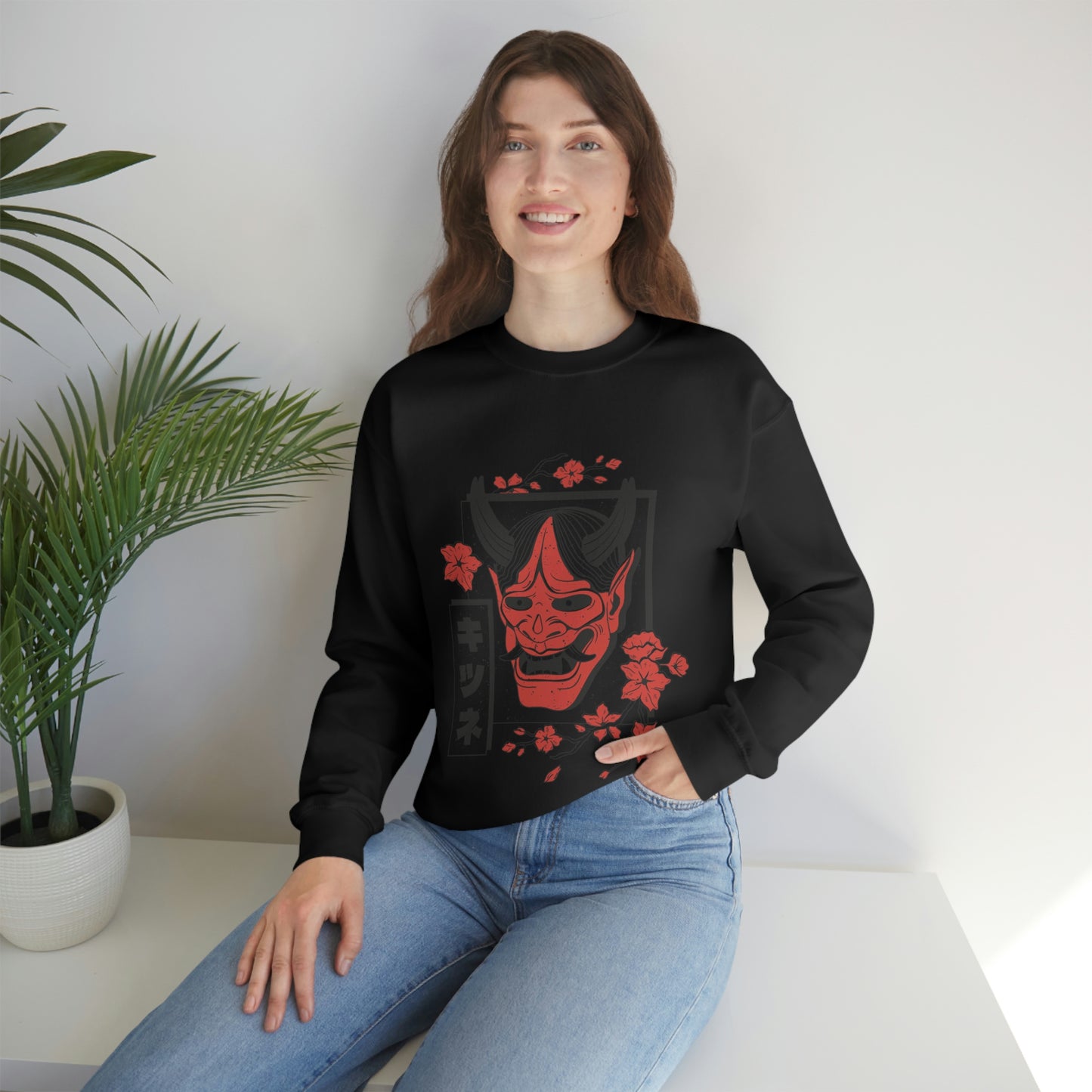 Indie Japanese Art, Japan Streeetwear Retro, Japanese Aesthetic Mask Sweatshirt