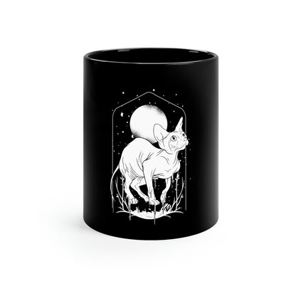 Sphynx Cat Black N White Goth Aesthetic 11oz Black Mug