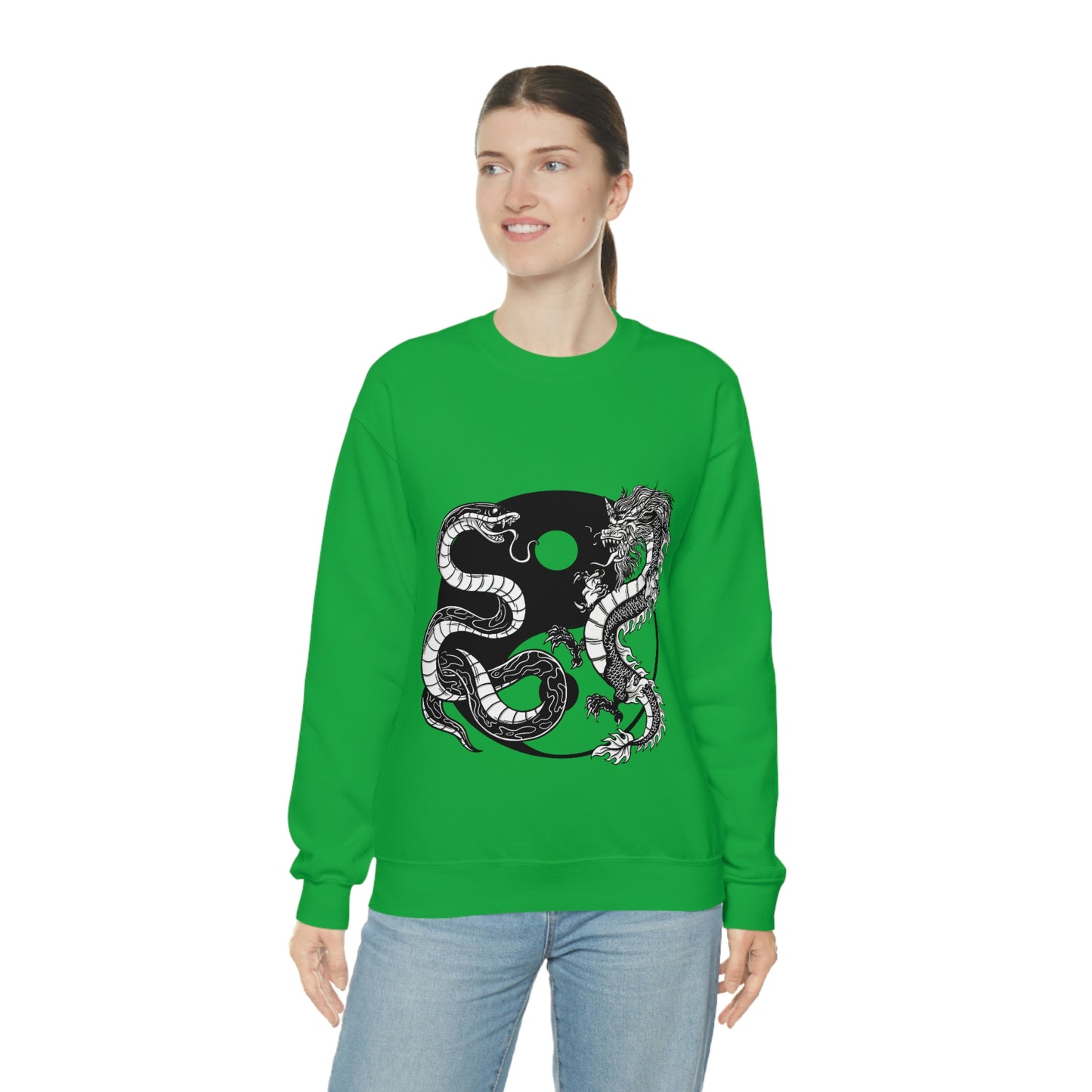 Indie Japanese Art, Japan Streeetwear Retro Ying Yang Dragons Sweatshirt