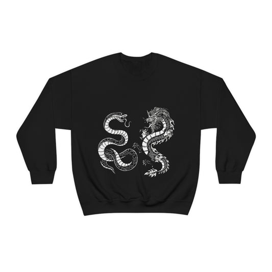 Indie Japanese Art, Japan Streeetwear Retro Ying Yang Dragons Sweatshirt