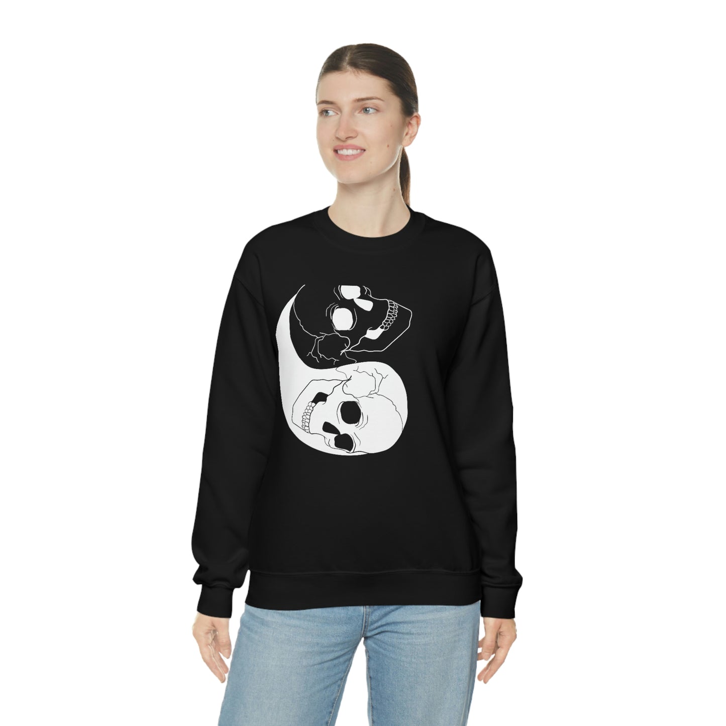 Ying Yang Skulls, Goth Aesthetic Sweatshirt