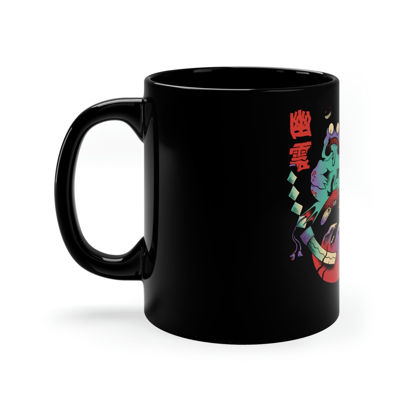 Japan Streeetwear Retro, Japanese Psychedelic Aesthetic 11oz Black Mug