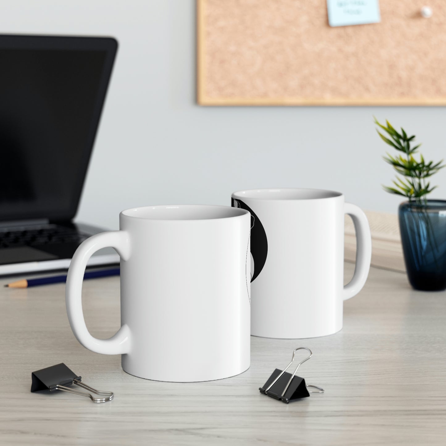 Ying Yang Skulls, Goth Aesthetic White Ceramic Mug