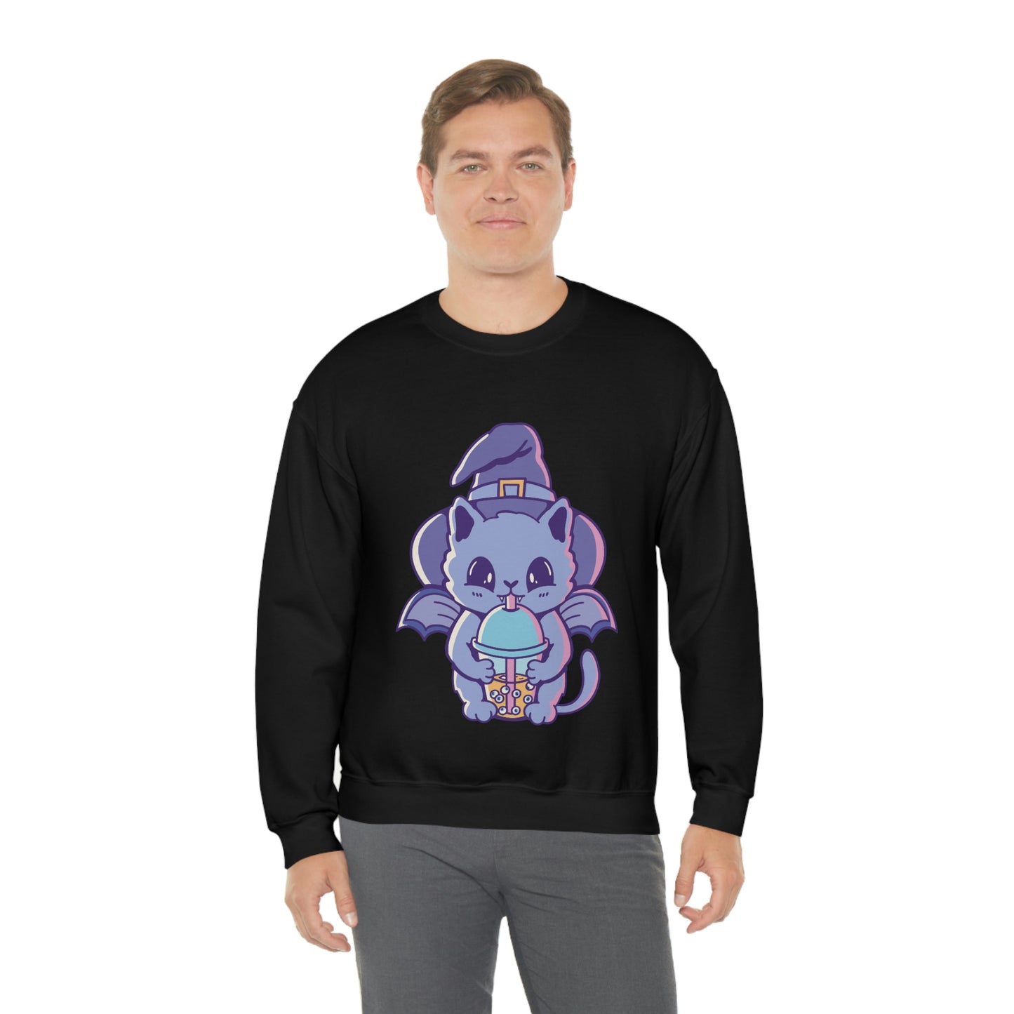 Pastel Goth Cat Witch, Goth Aesthetic Sweatshirt