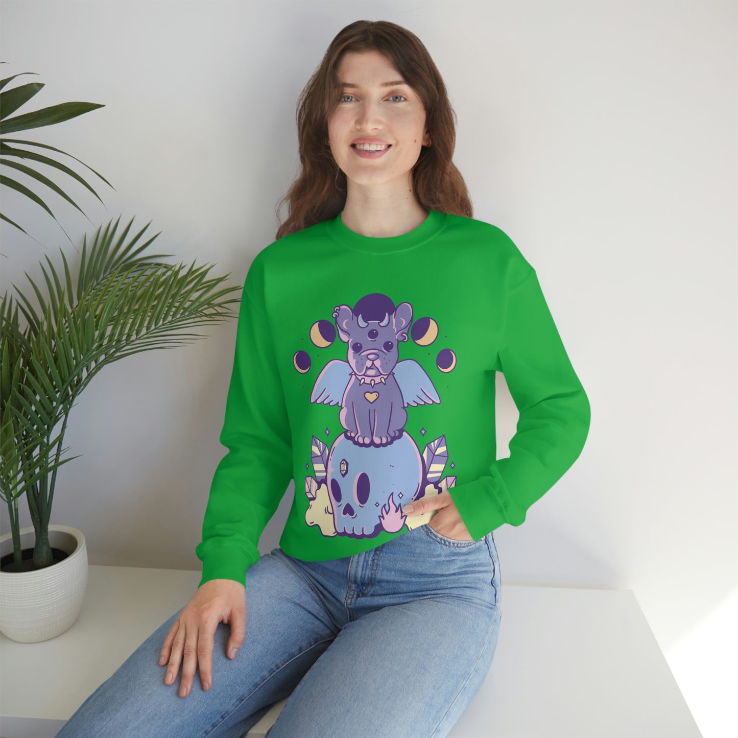 Pastel Goth Dog On Skull Goth Aesthetic Sweatshirt