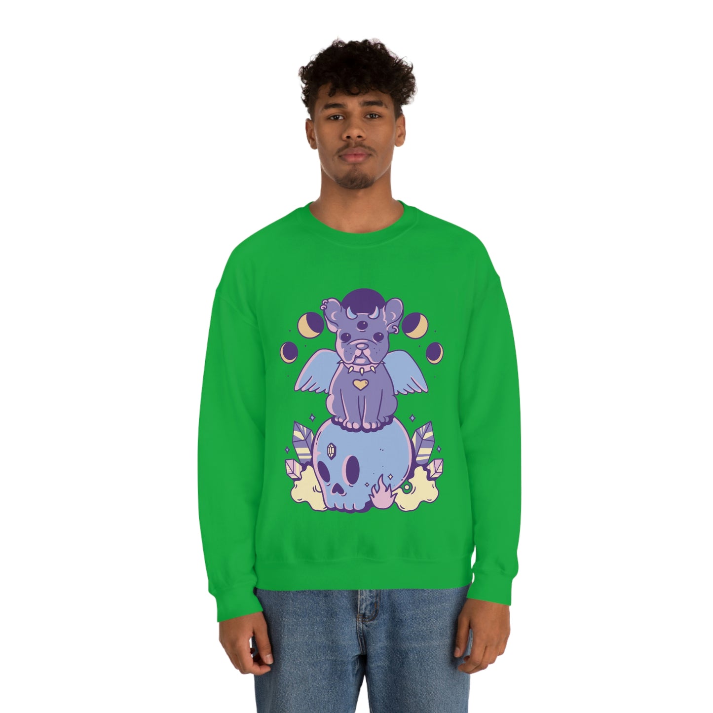 Pastel Goth Dog On Skull Goth Aesthetic Sweatshirt