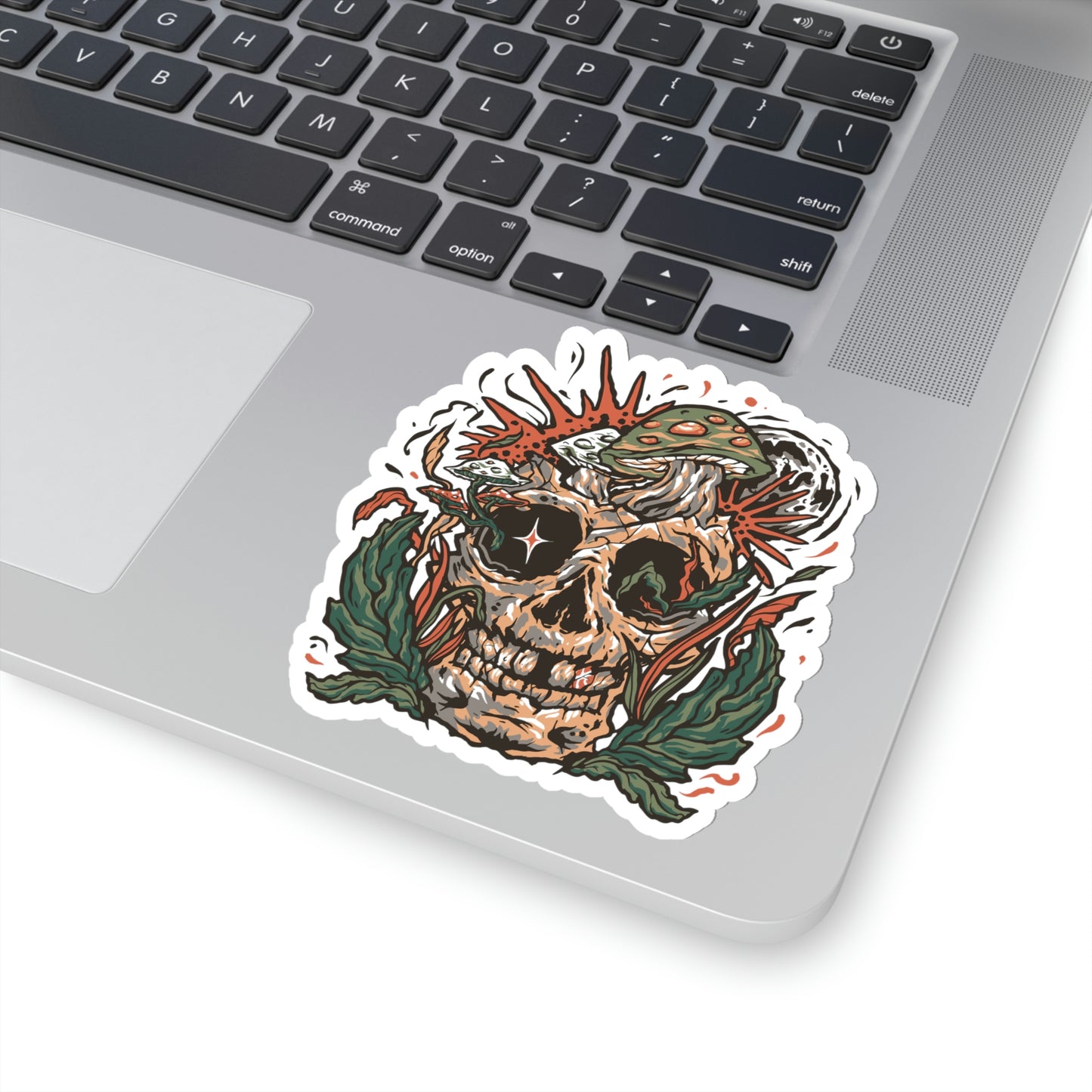 Cottagecore Skull and Mushrooms Floral Sticker