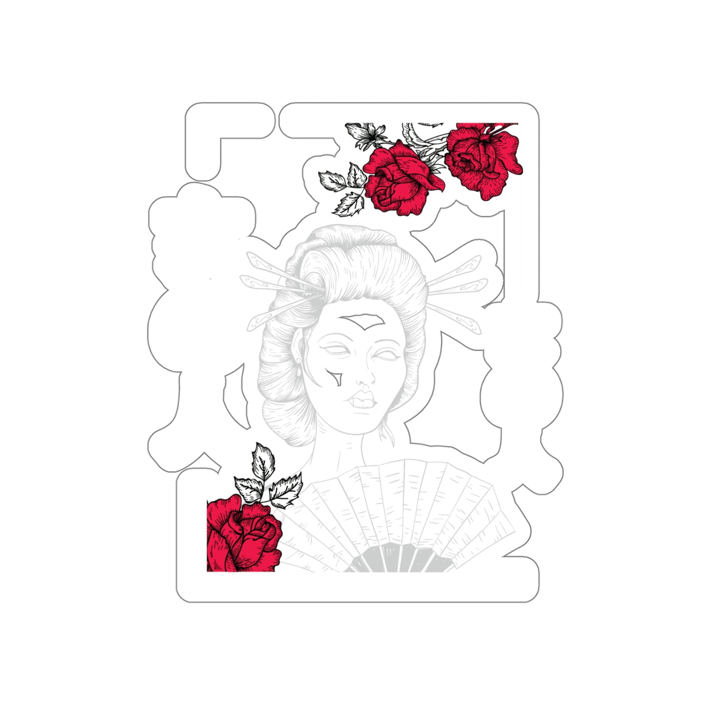 Indie Art Japanese Aesthetic Line Art Geisha Sticker