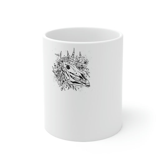Unicorn Skull Goth Aesthetic White Ceramic Mug