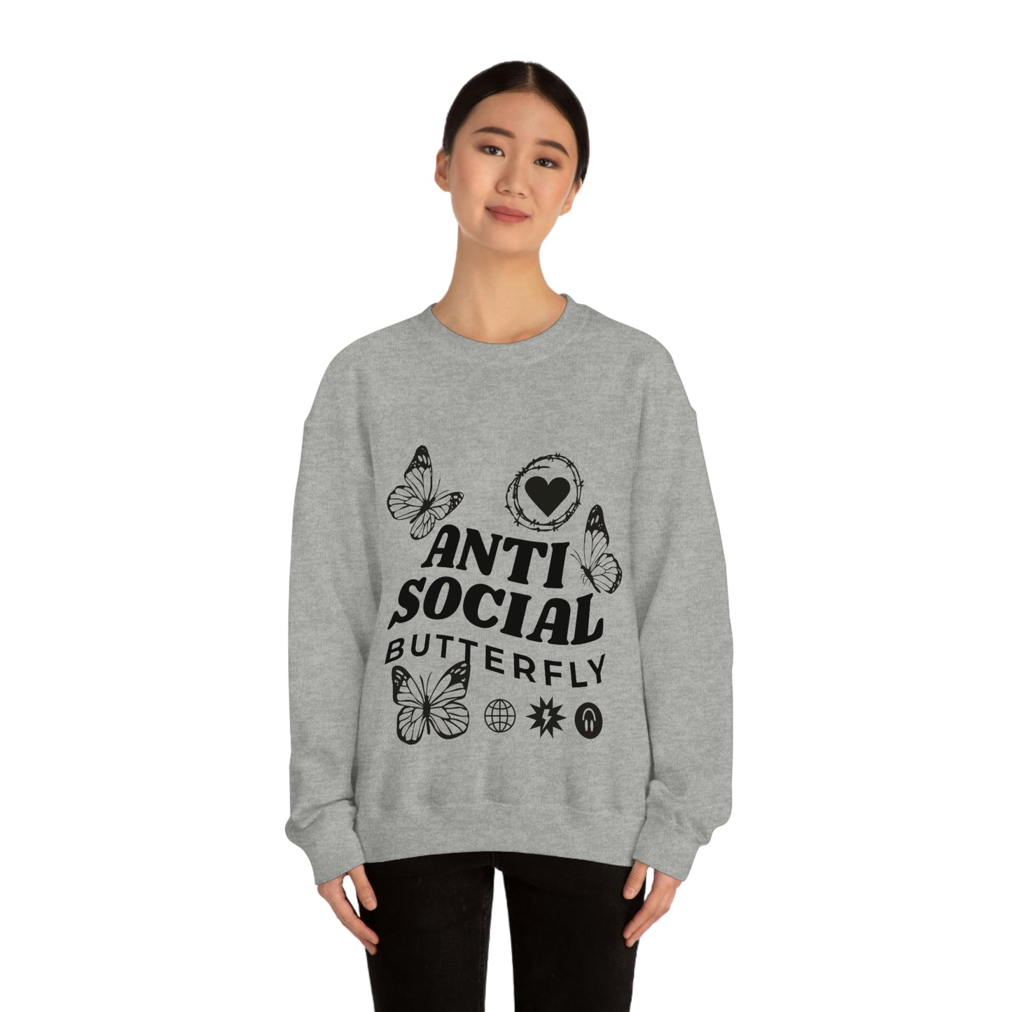 Anti Social Butterfly, Goth Aesthetic Sweatshirt