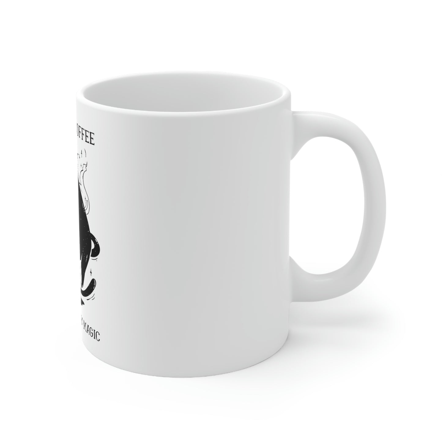 I Like My Coffee How I Like My Magic Cat Goth Aesthetic White Ceramic Mug