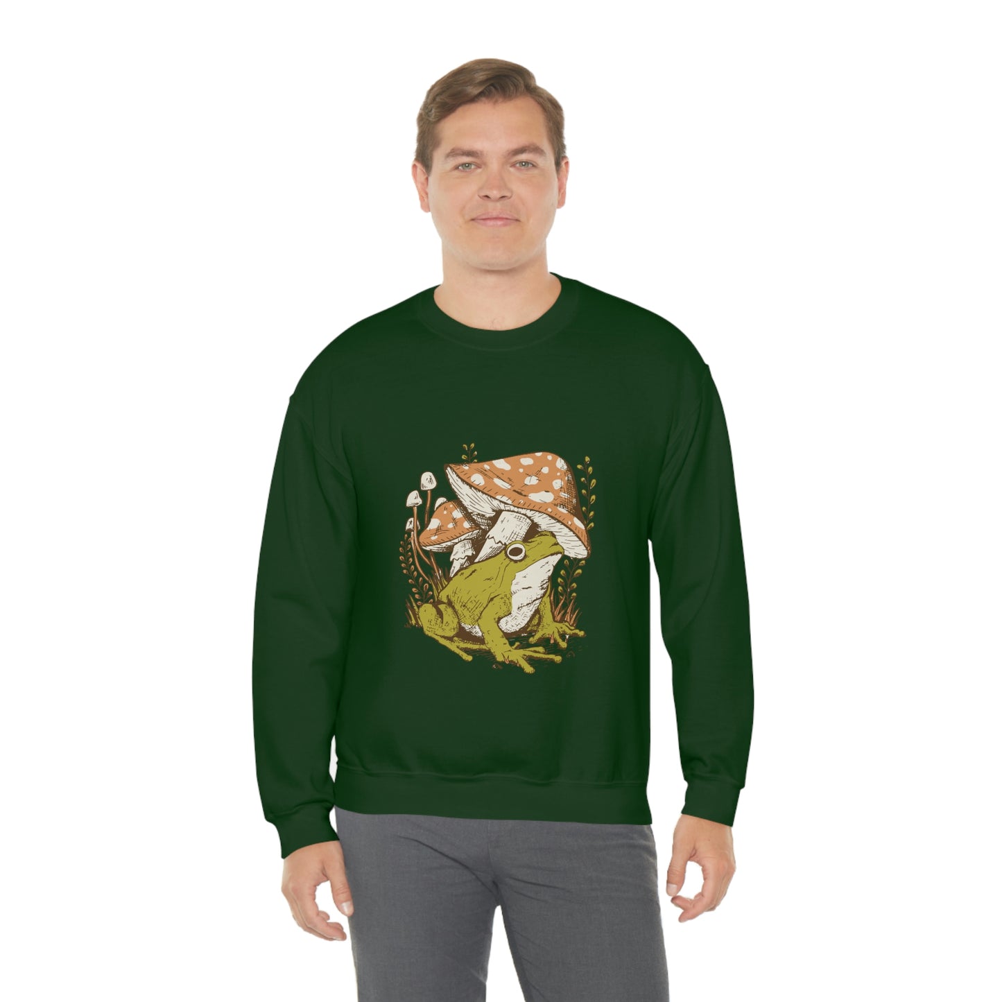 Cottagecore Aesthetic Mushrooms and Frog Sweatshirt