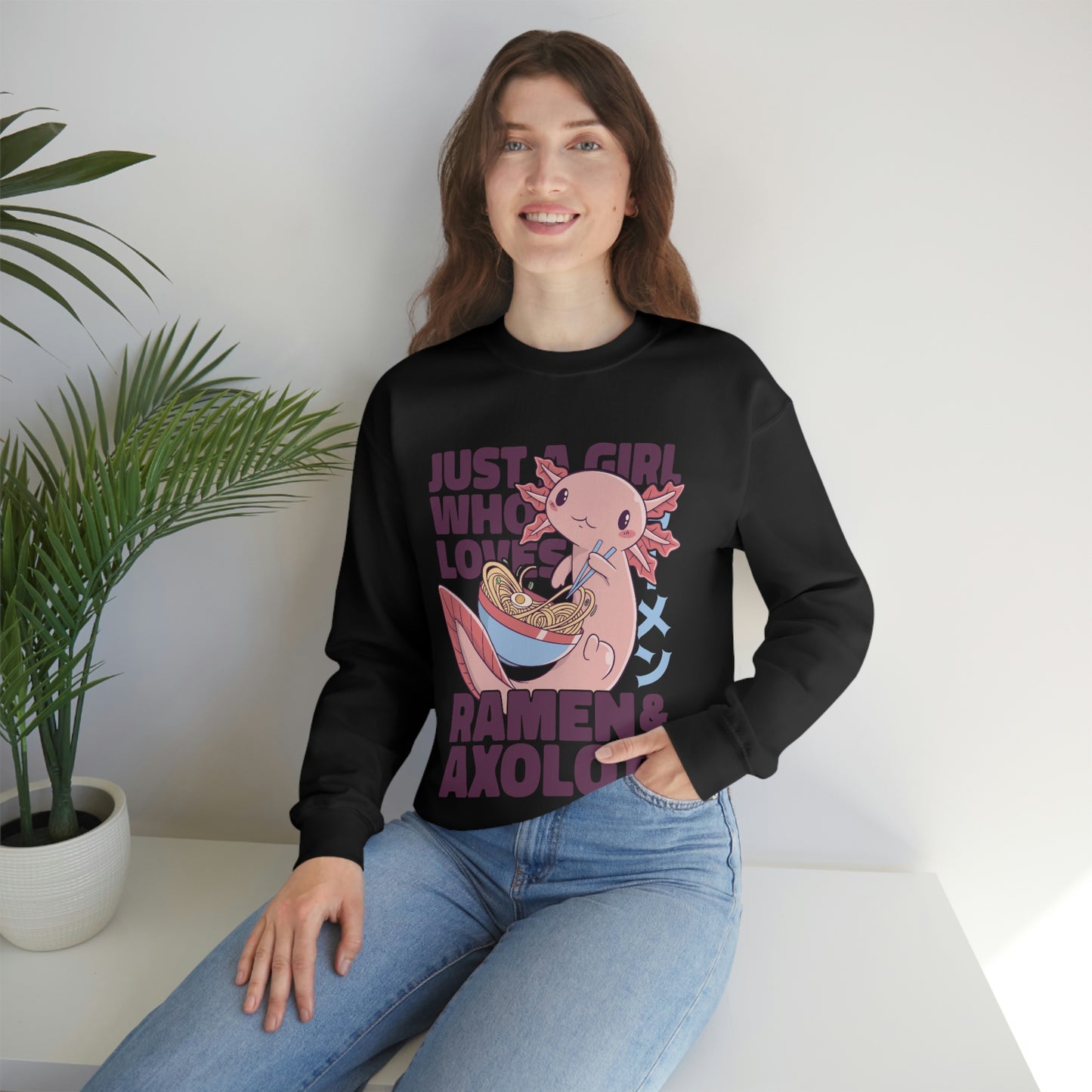 Kawaii Aesthetic Just A Girl Who Loves Ramen & Axolotl Sweatshirt