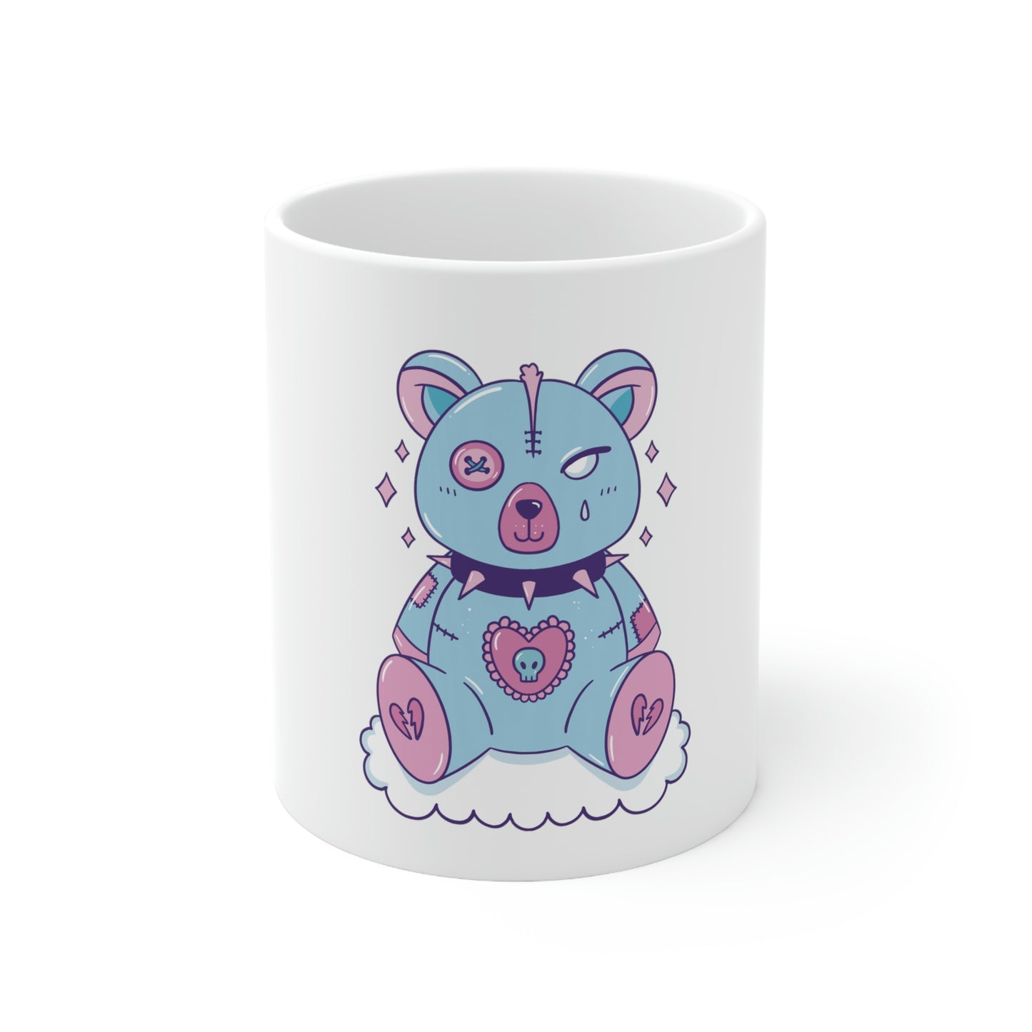 Pastel Goth Bear, Goth Aesthetic White Ceramic Mug