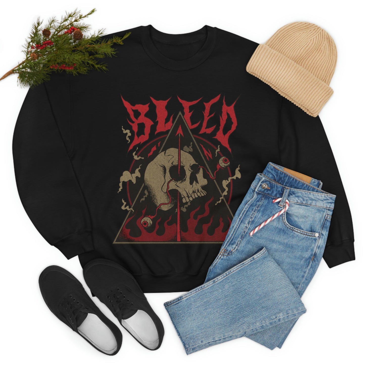 SKULL METAL BAND Goth Aesthetic Bleed Sweatshirt