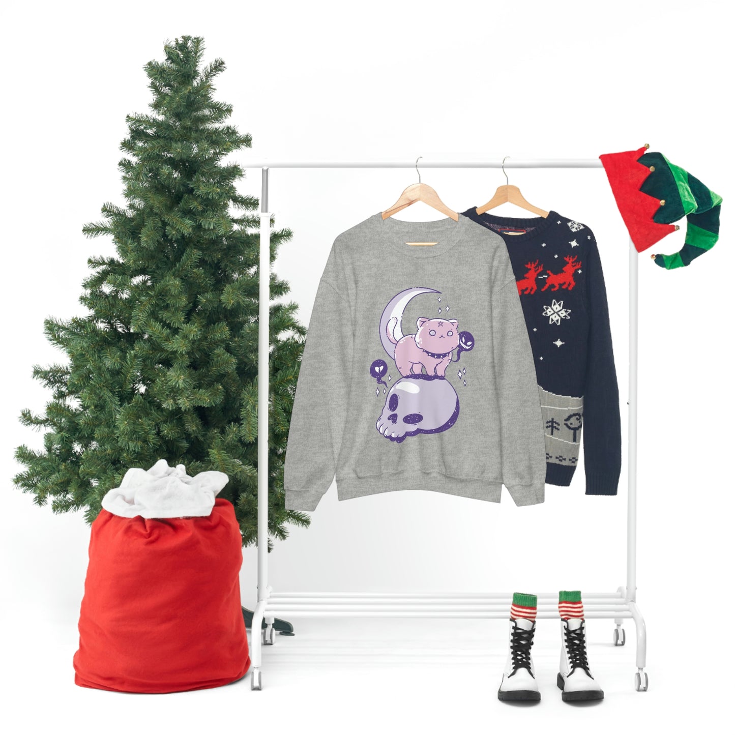 Pastel Goth Cat On Skull Goth Aesthetic Sweatshirt