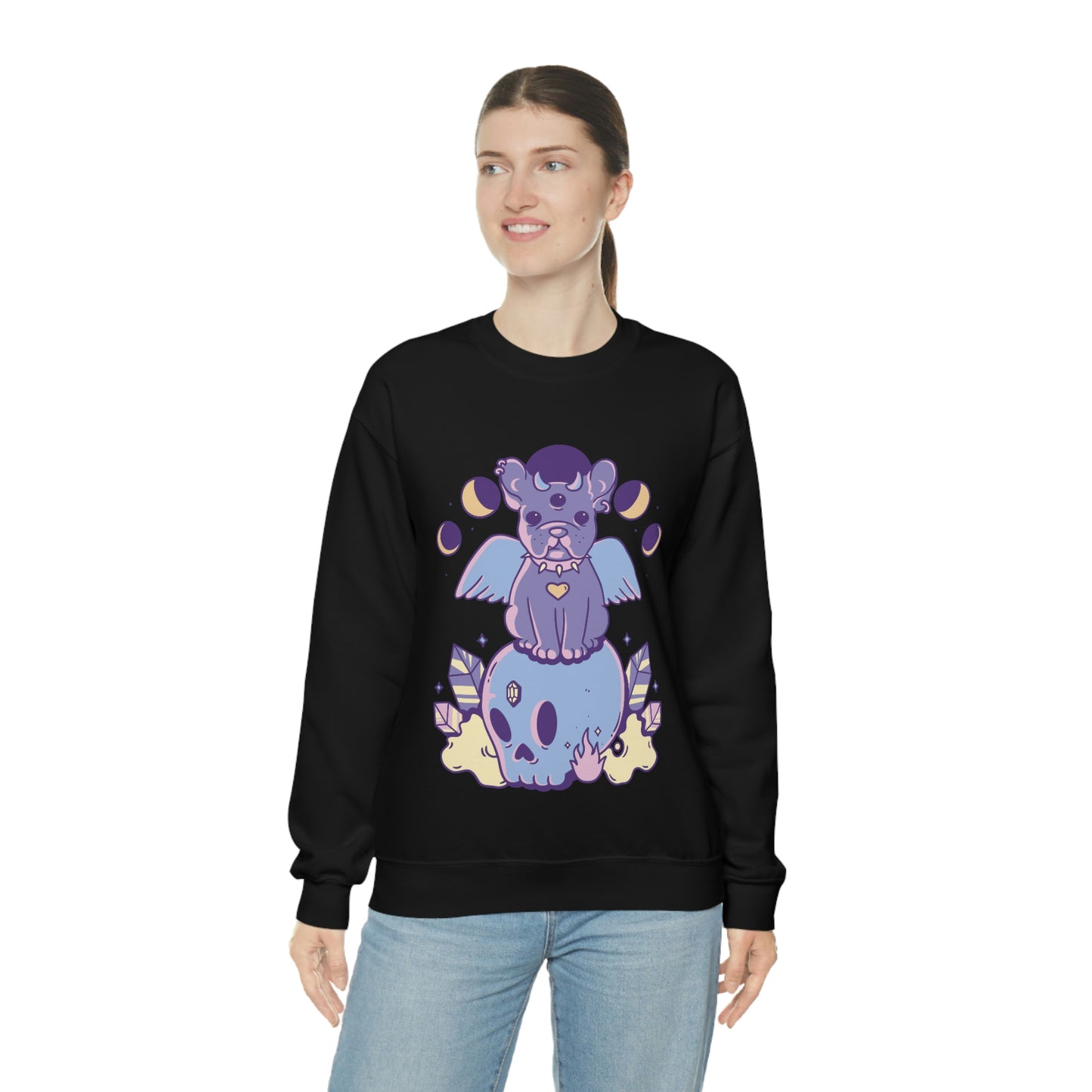 Pastel Goth Dog On Skull Goth Aesthetic Sweatshirt