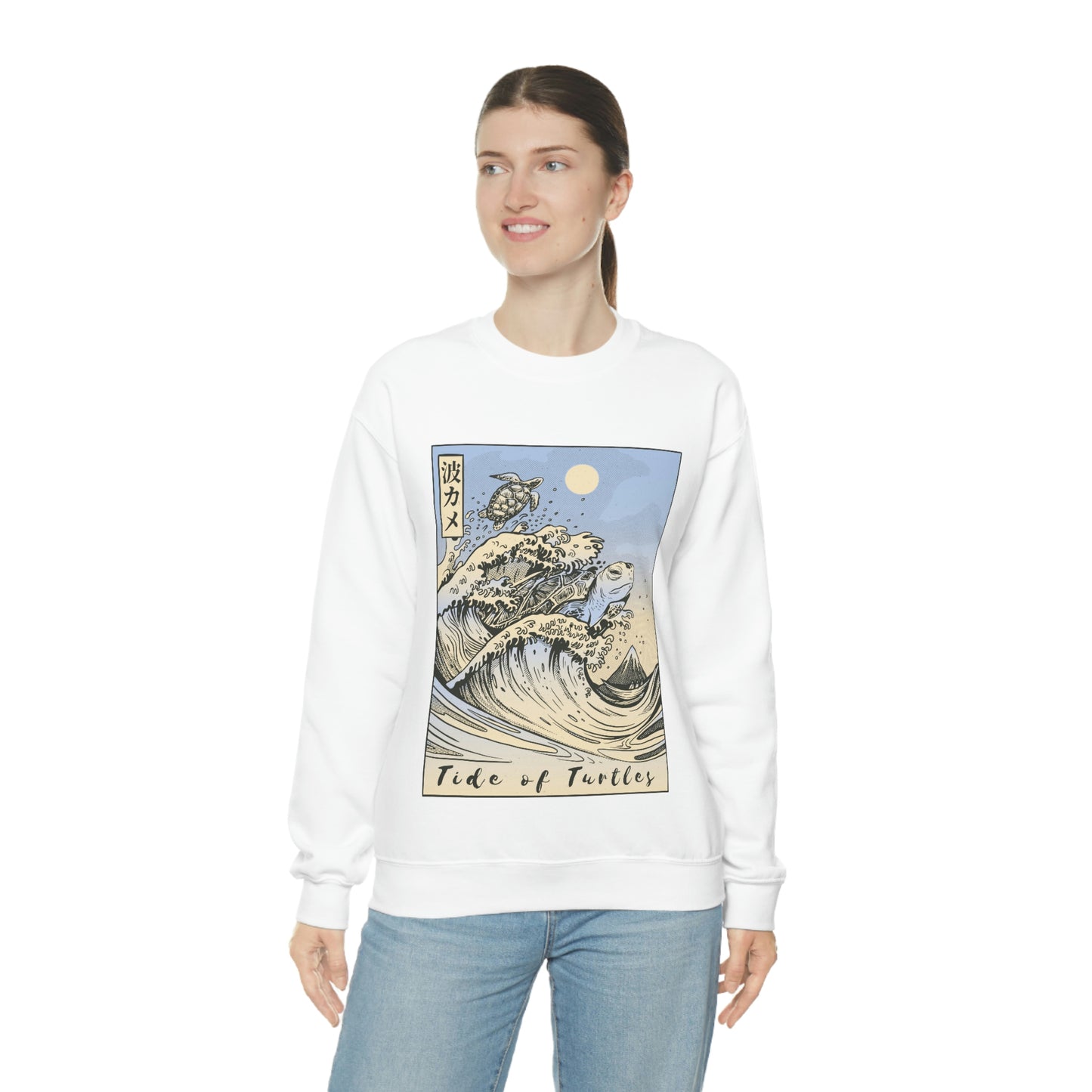 Japan Streeetwear Retro, Japanese Aesthetic Wave Turtles Sweatshirt