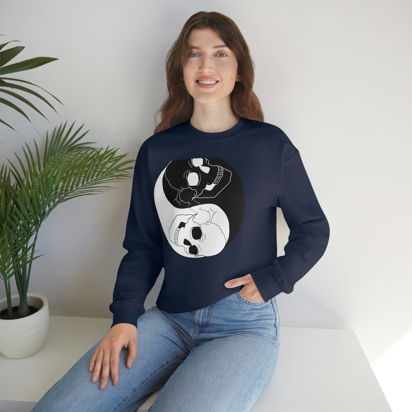 Ying Yang Skulls, Goth Aesthetic Sweatshirt