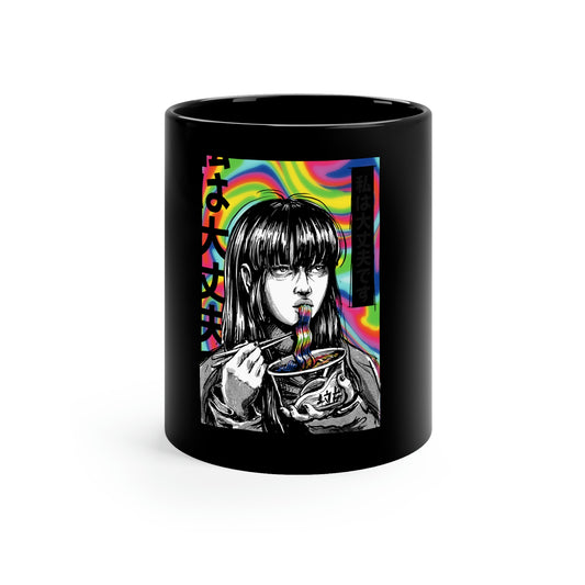 Japan Comic Psychedelic Girl Eating Ramen Mug
