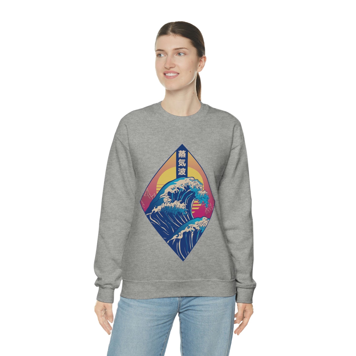 Japanese Aesthetic Retrowave The Great Wave off Kanagawa Sweatshirt