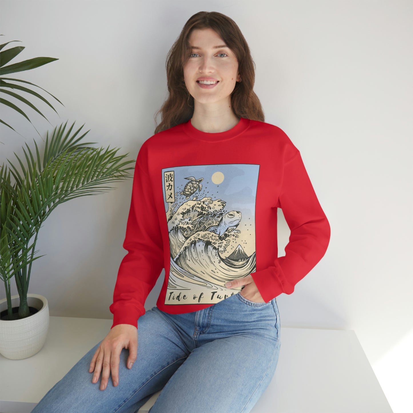 Japan Streeetwear Retro, Japanese Aesthetic Wave Turtles Sweatshirt