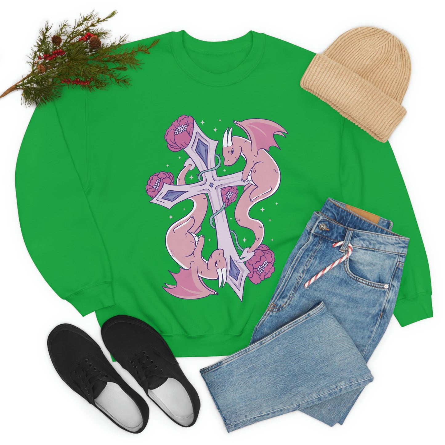 Pastel Goth Dragons, Goth Aesthetic Sweatshirt