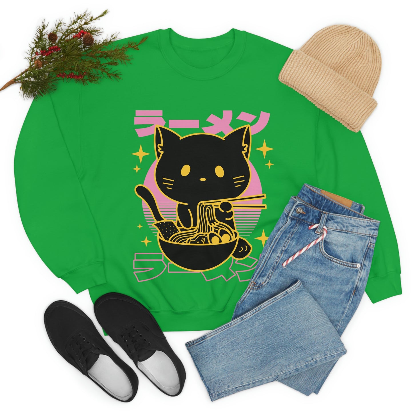 Kawaii Sweatshirt, Kawaii Clothing, Kawaii Clothes, Yami Kawaii Aesthetic, Pastel Kawaii Sweatshirt Cat Ramen Sweater Sweatshirt
