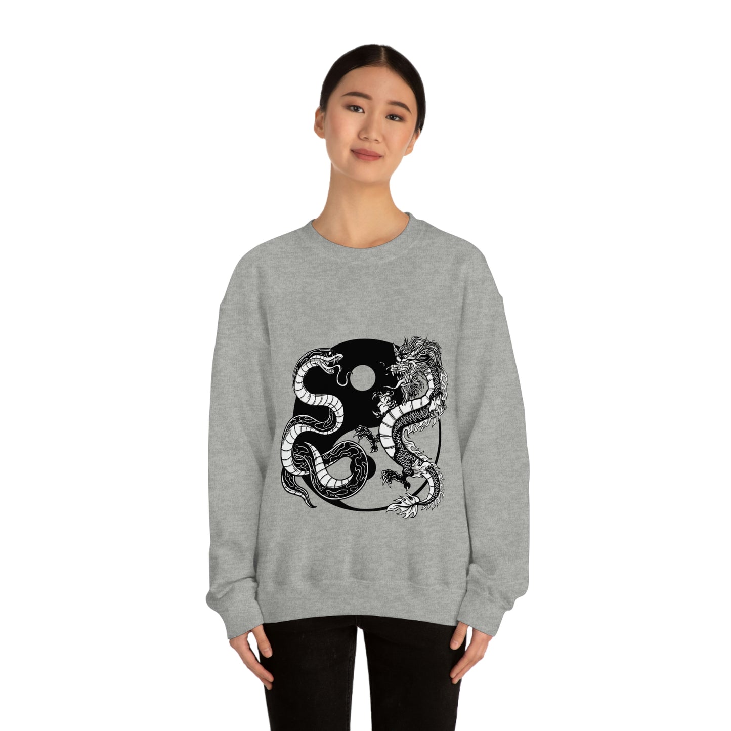 Indie Japanese Art, Japan Streeetwear Retro Ying Yang Dragons Sweatshirt