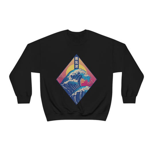 Japanese Aesthetic Retrowave The Great Wave off Kanagawa Sweatshirt