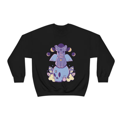 Pastel Goth Dog On Skull Goth Aesthetic Sweatshirt