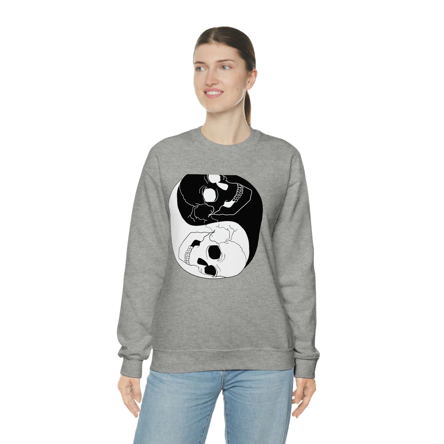 Ying Yang Skulls, Goth Aesthetic Sweatshirt